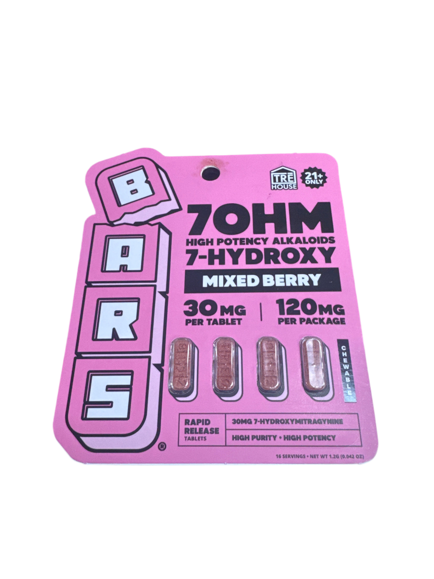 Tre House Bars - Kratom - Mixed Berry - 30mg Per Tablet - 120mg Per Package