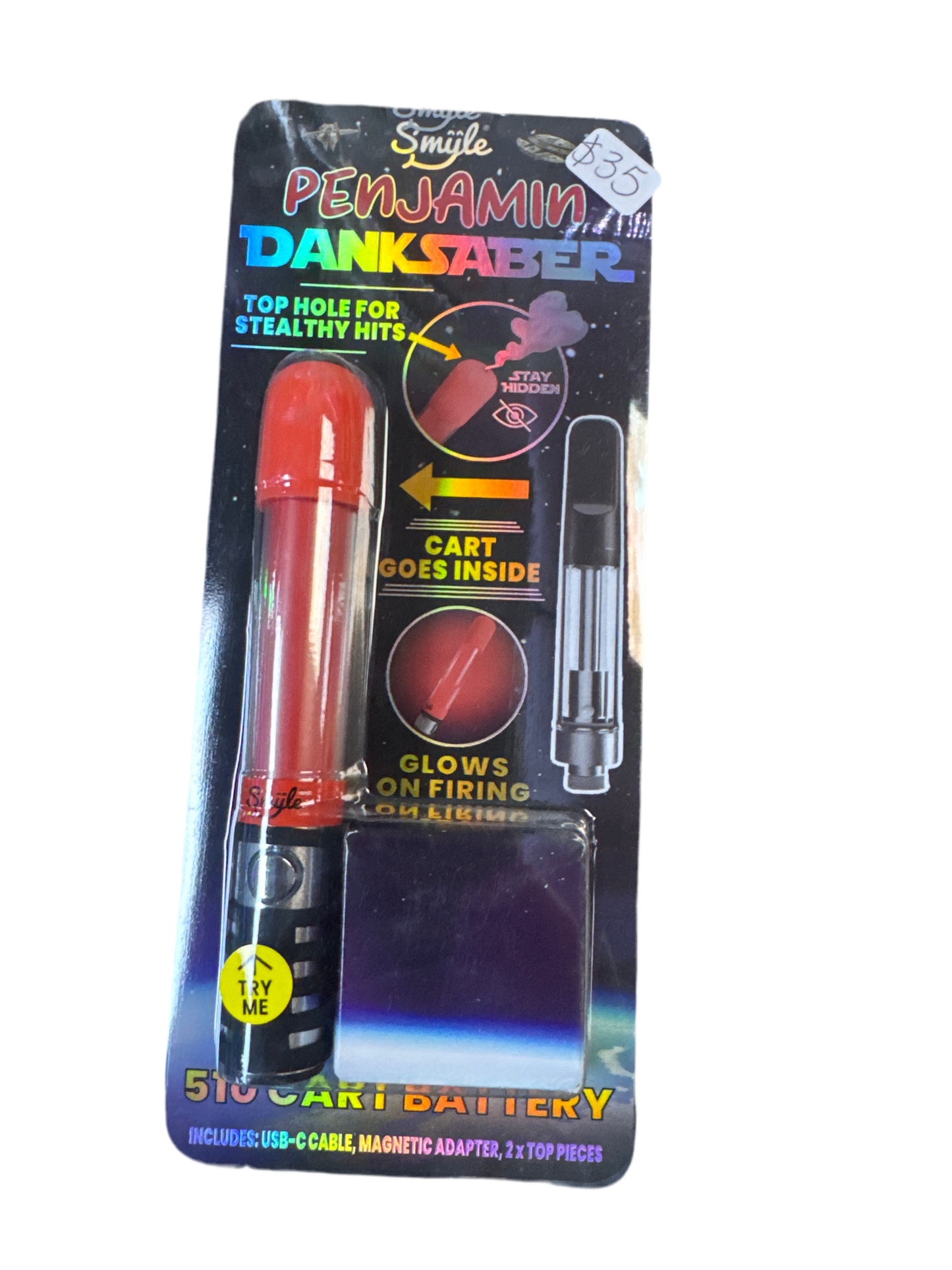 Danksaber Benjamin 510 thread battery - lights up (Red)