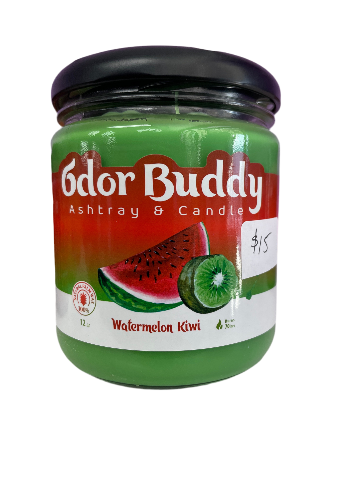 Odor Buddy Ashtray & Candle 12 oz - Watermelon Kiwi