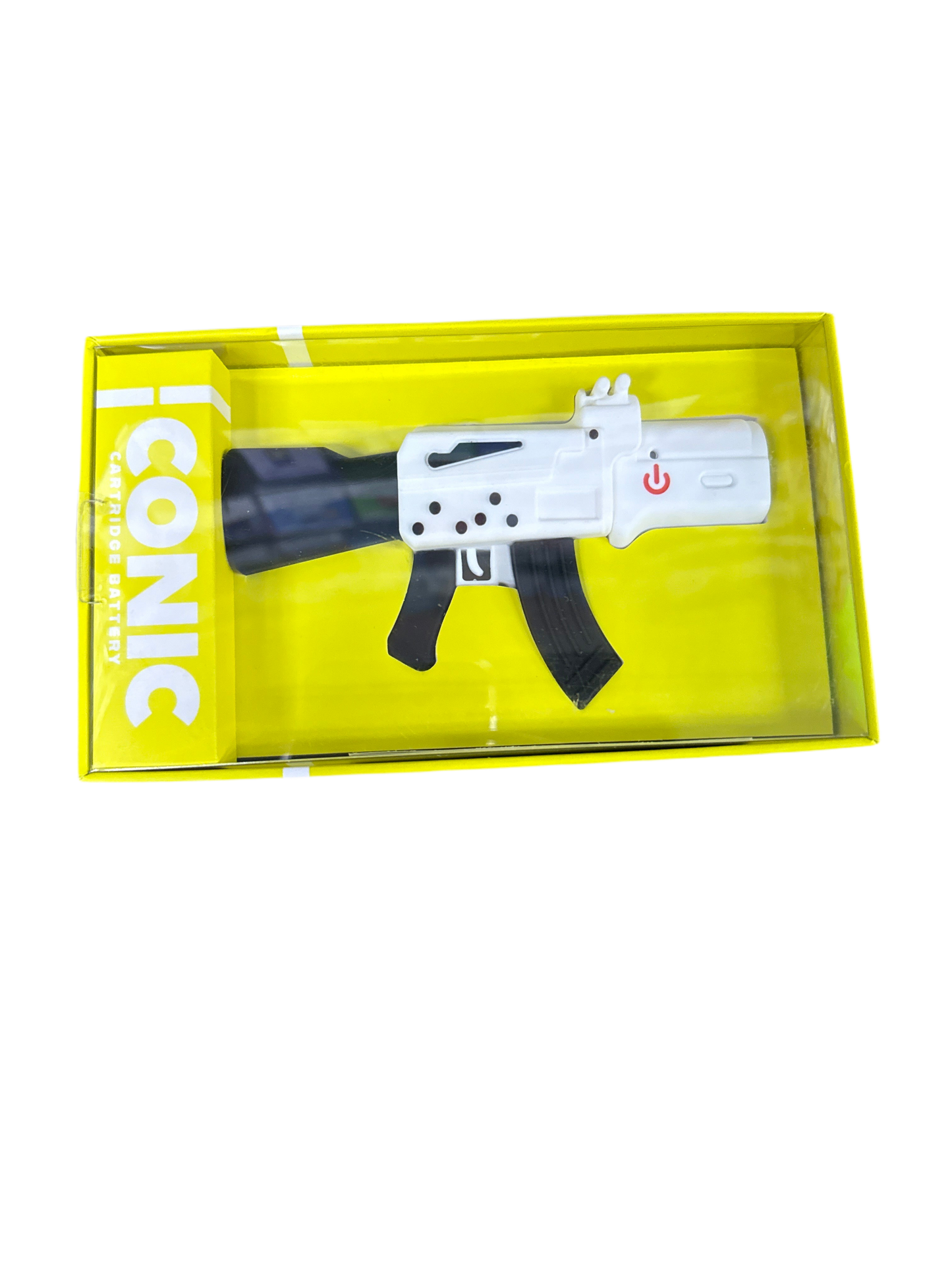 Iconic white gun cartridge battery