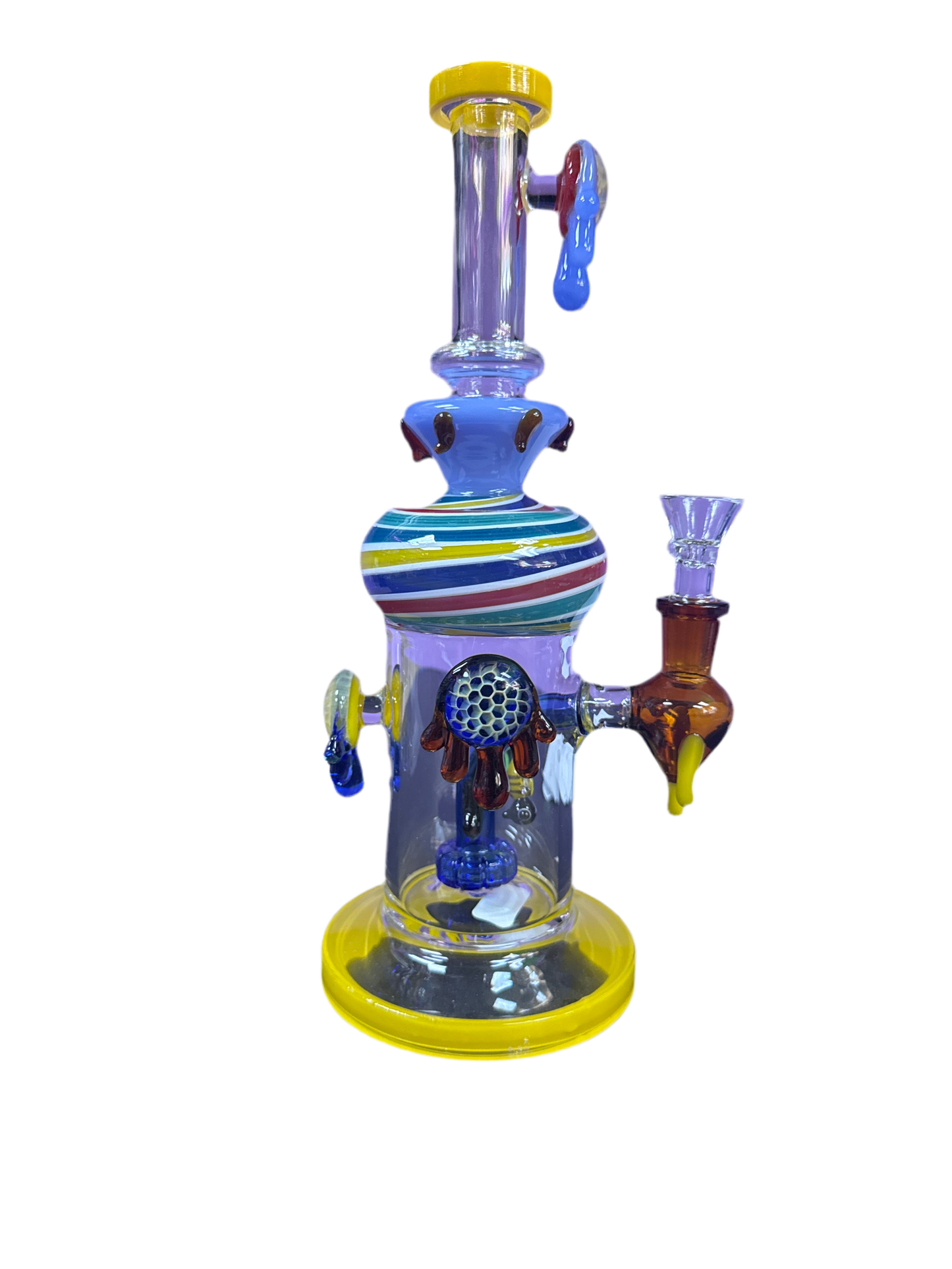 Multi Color Swirl w/ Honeycomb Melting Design Water Pipe