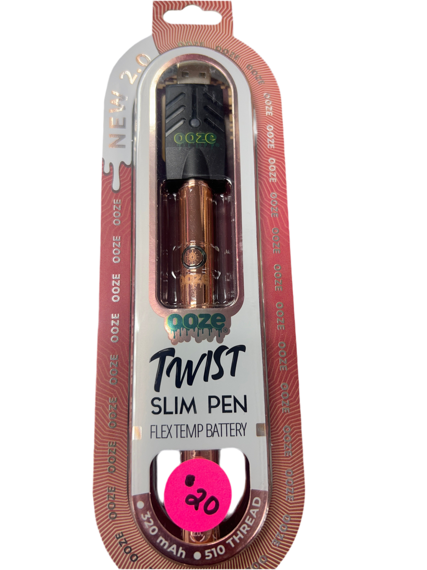OOZE Twist Slim Pen 320mah 510 Battery with Charger - Rose Gold
