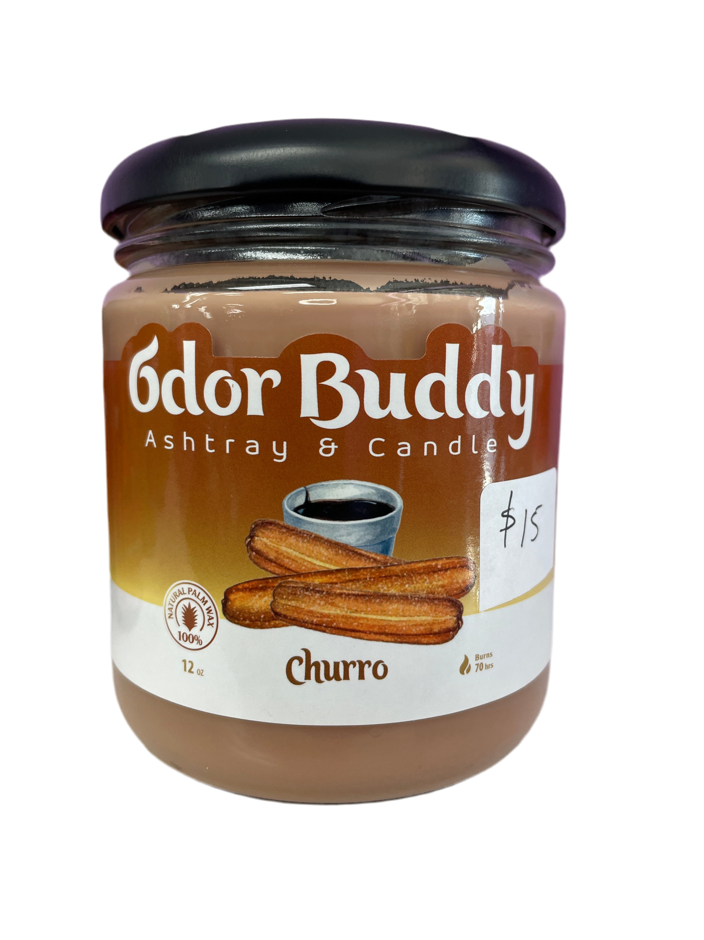 Odor Buddy Ashtray & Candle 12 oz - Churro