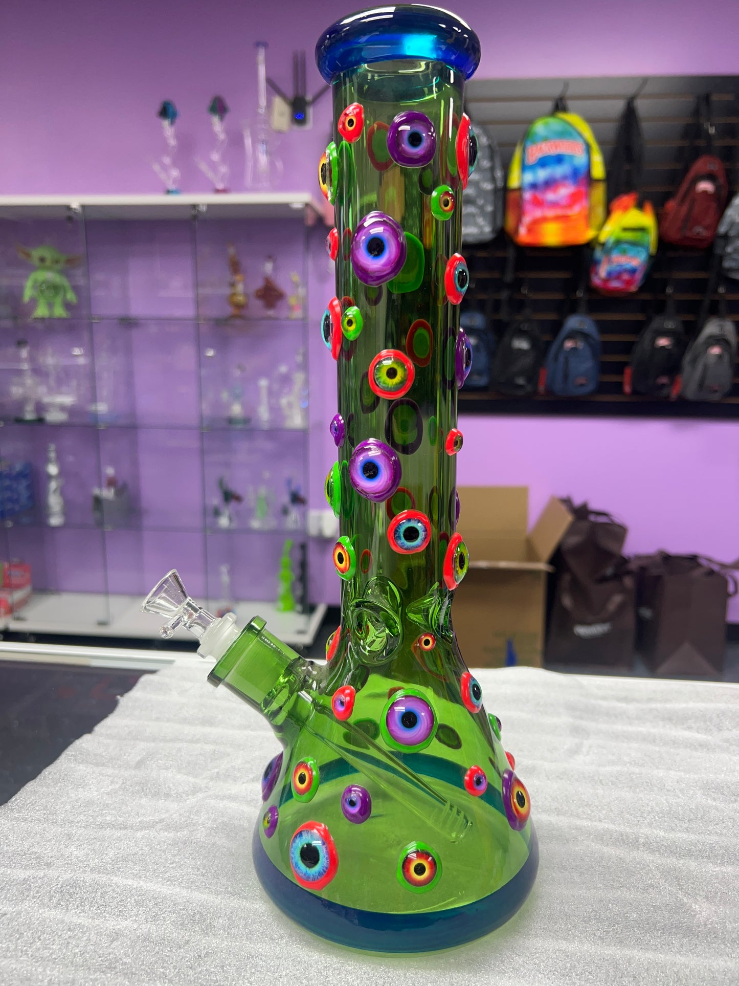 Eyeball Green Glass Bong