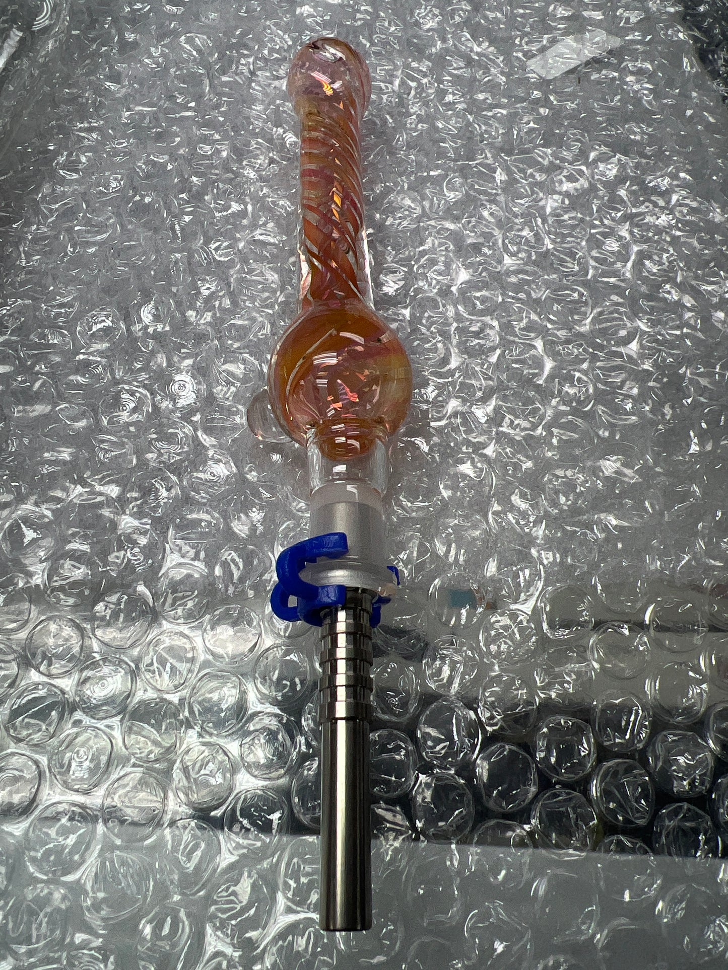 Pink & Orange swirl glass nectar collector