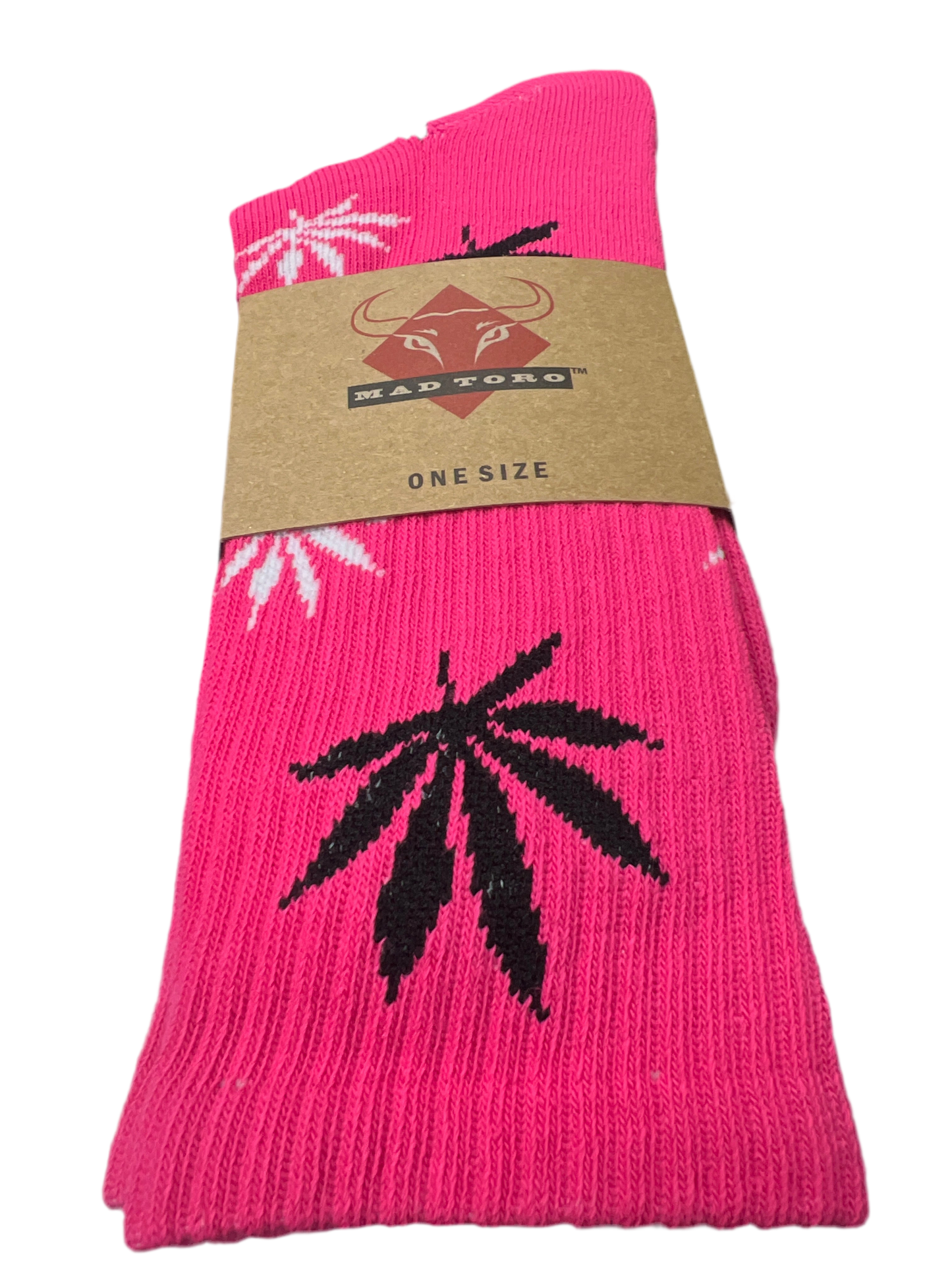 Pink Marijuana Leaf Socks - Crew