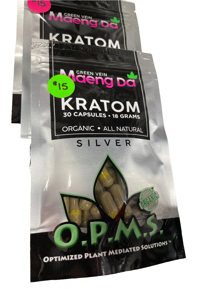 O.P.M.S. Kratom Capsules - 30 count 18g - Green Vein Maeng Da