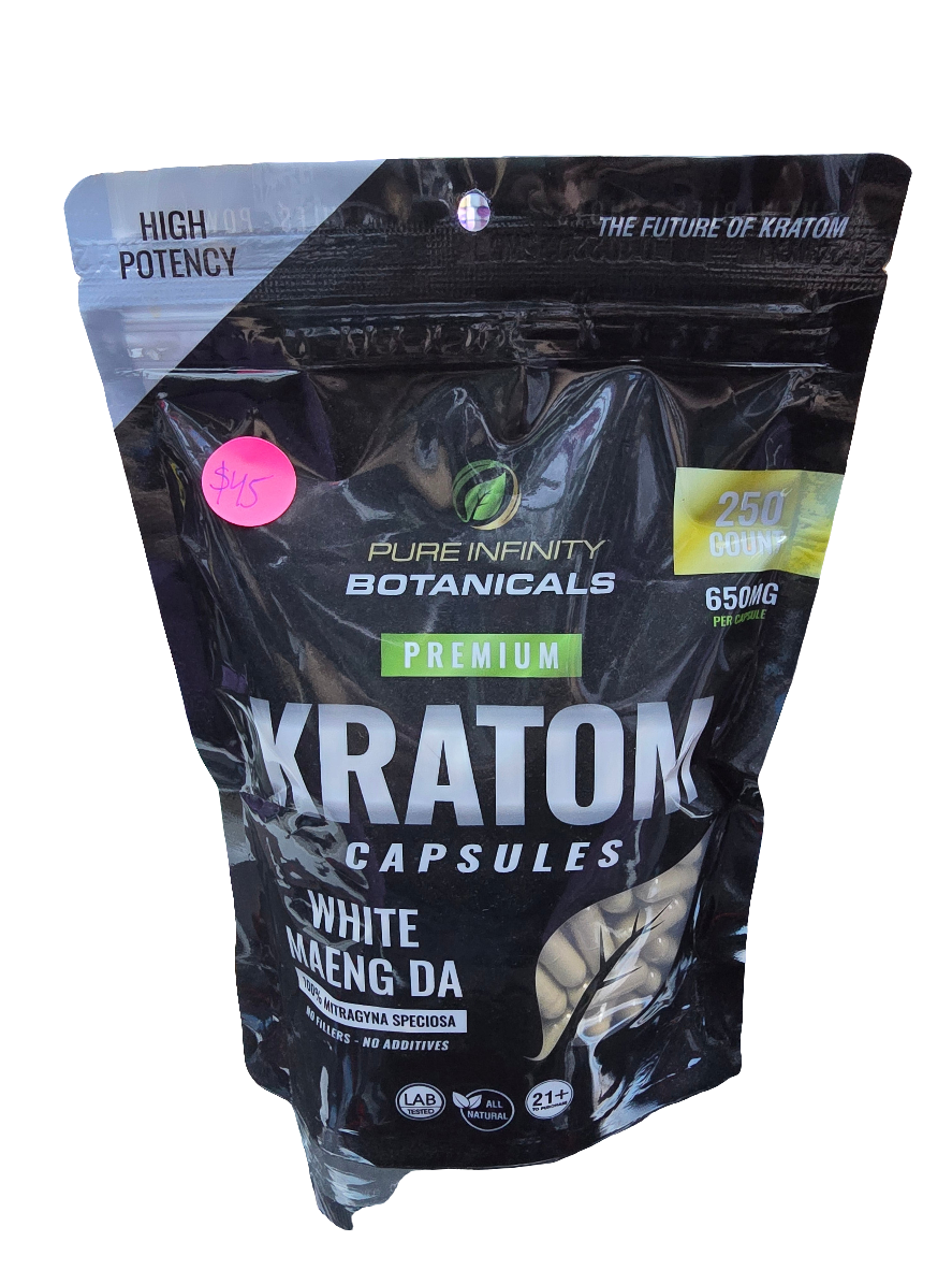 Pure Infinity Kratom Capsules - 250ct - White Maeng Da