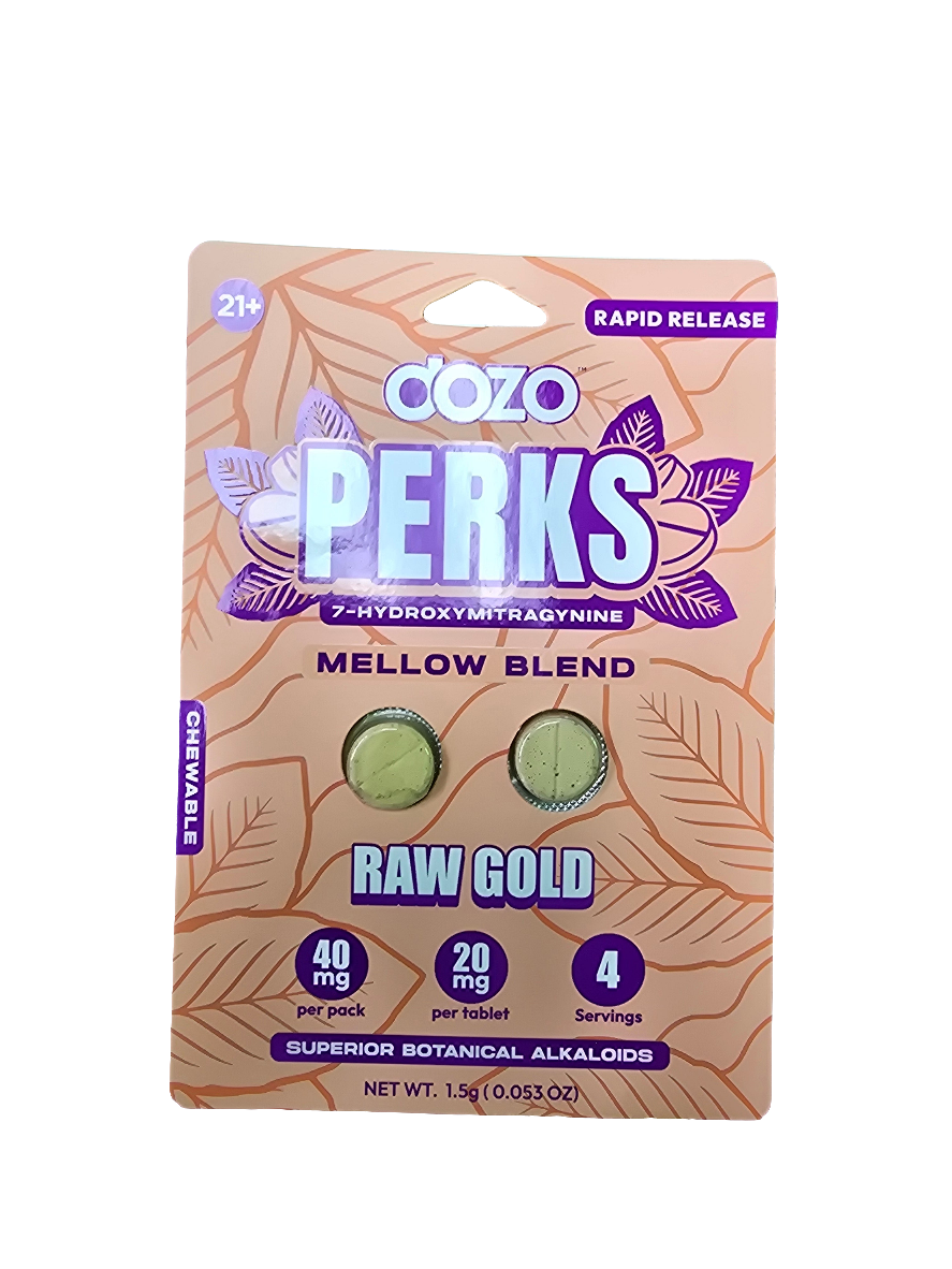 Dozo Perks 7-Hydroxymitragynine - 40mg 2 Tablets - Raw Gold