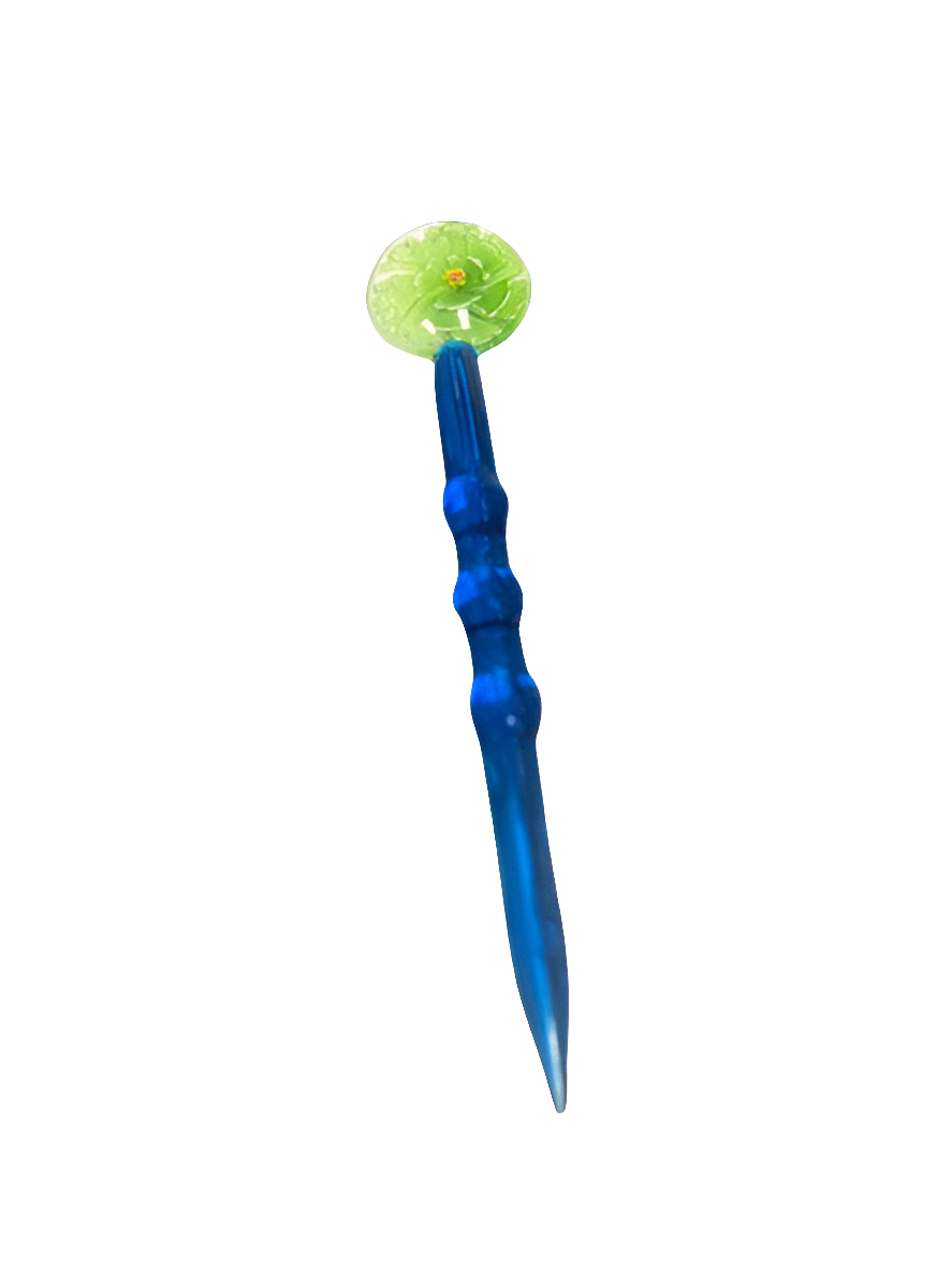 5" Glass Dabber with Flower Bead Decoration