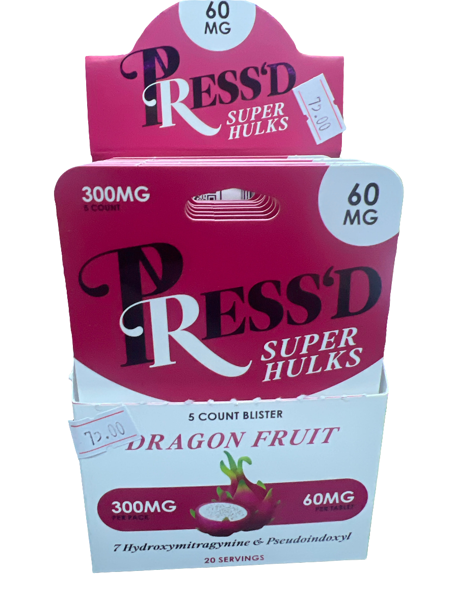 Press’d super hulks 60mg per tablet 300mg per pack -dragon fruit