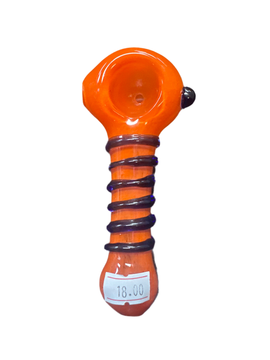 Orange Handpipe w/ Black Spiral