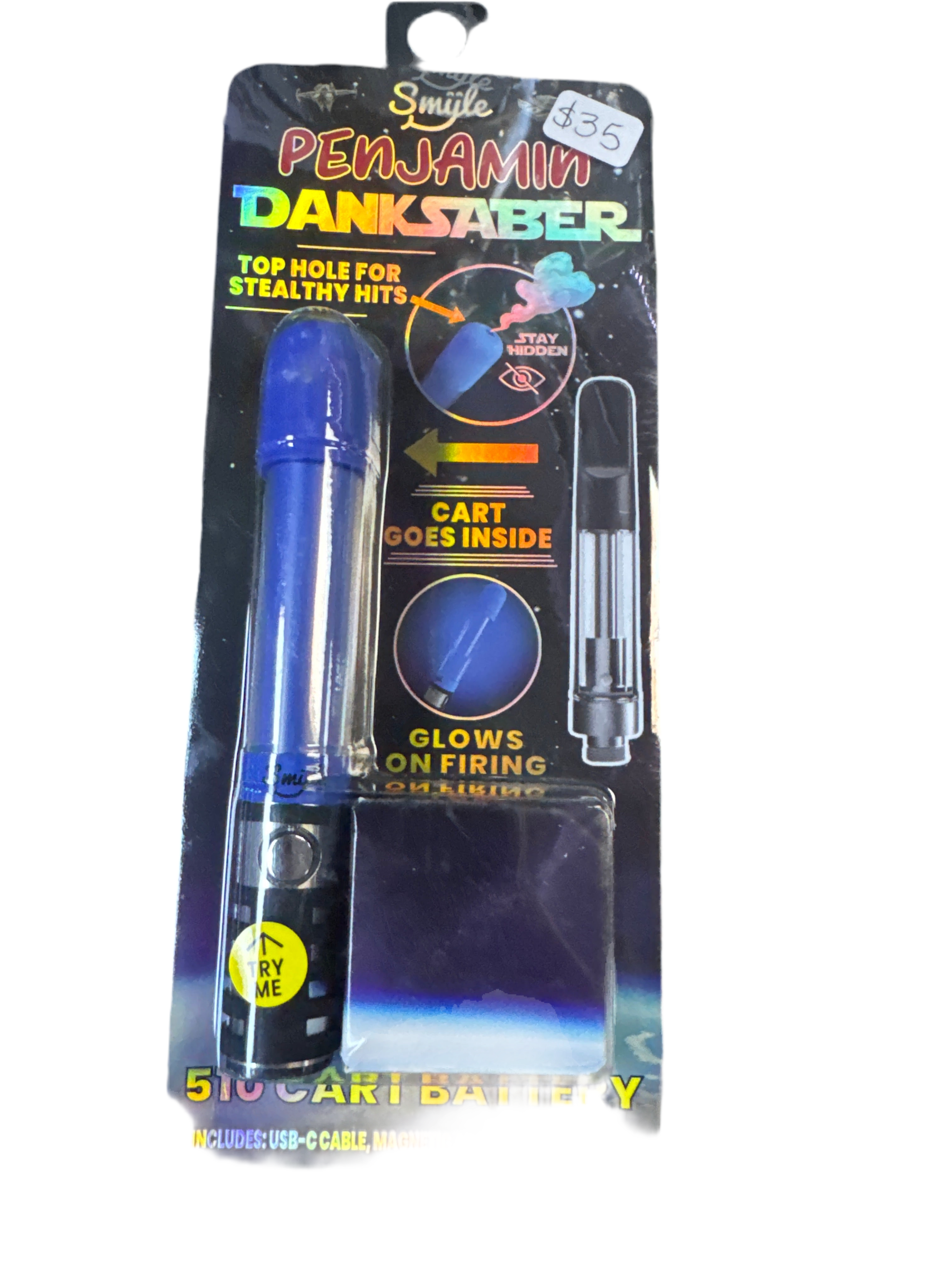 Danksaber Benjamin 510 thread battery - lights up (Blue)