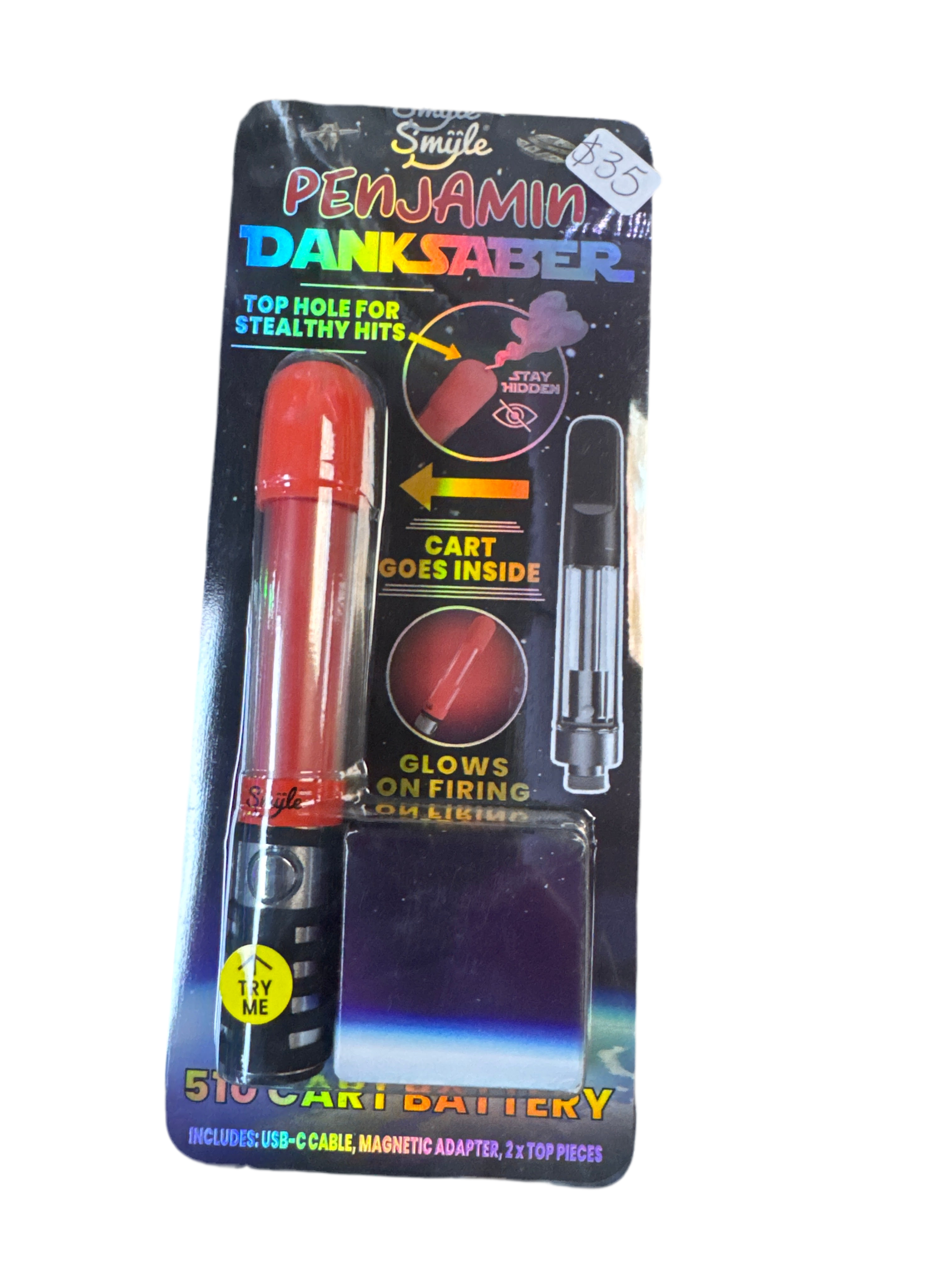 Danksaber Benjamin 510 thread battery - lights up (Red)