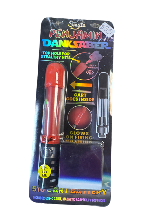 Danksaber Benjamin 510 thread battery - lights up (Red)