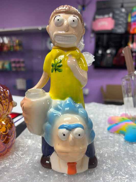 Rick & Morty ceramic water pipe (Morty riding rick)