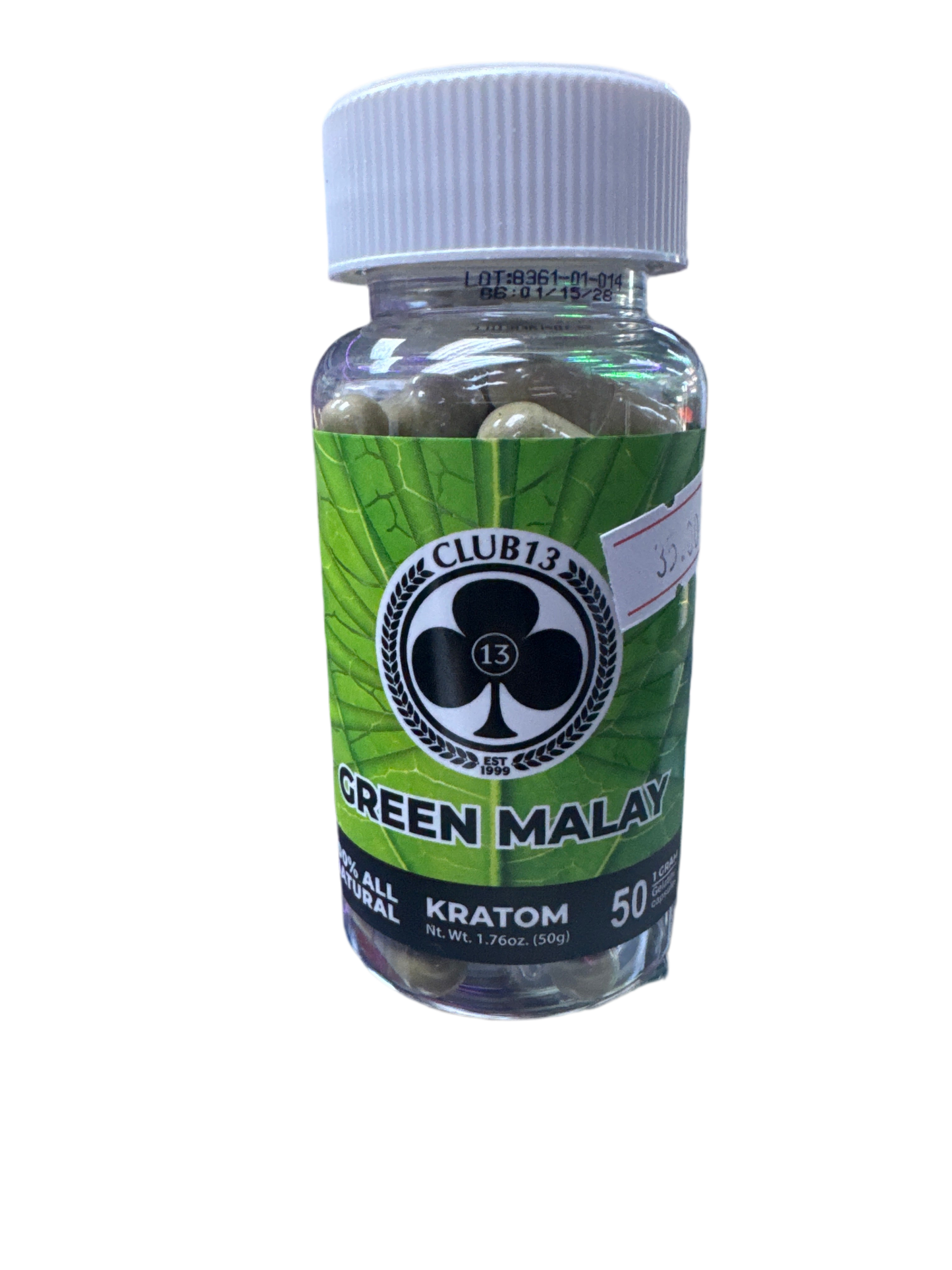 Club 13 Kratom - Green Malay - 50 Capsules