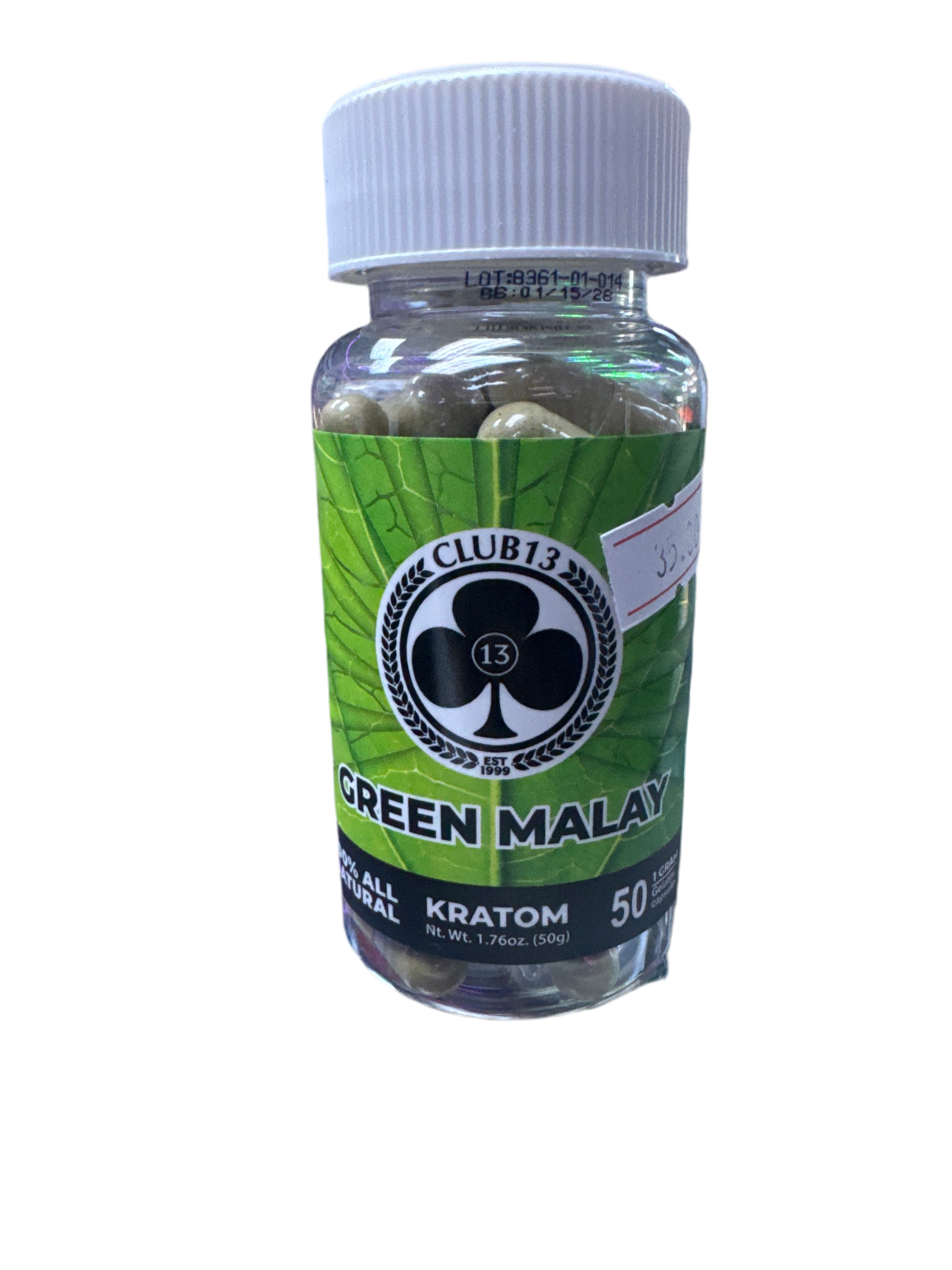 Club 13 Kratom - Green Malay - 50 Capsules
