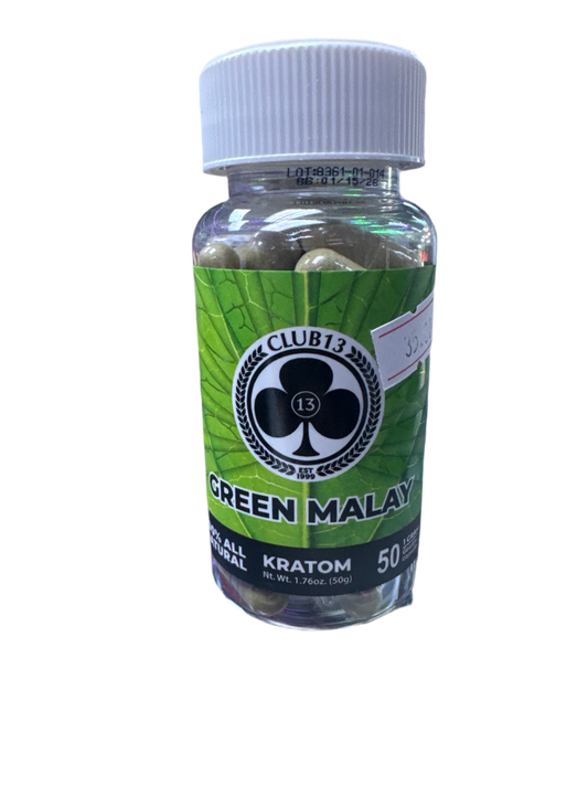Club 13 Kratom - Green Malay - 50 Capsules