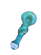 Glass Spiral Hand Pipe with Teal and Yellow Accents