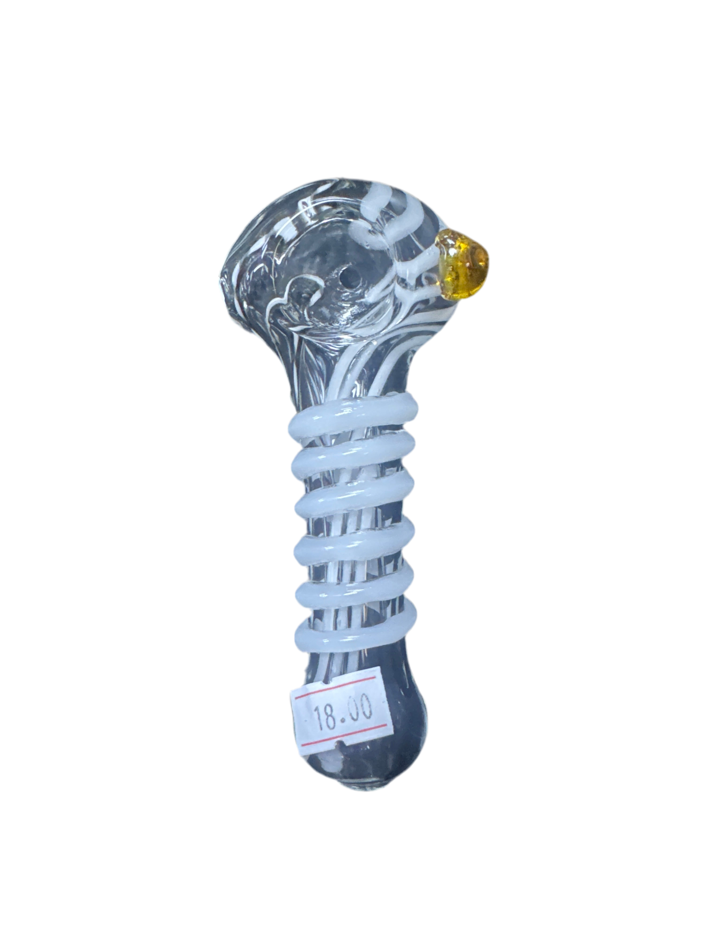 Clear Handpipe w/ White Line Decal