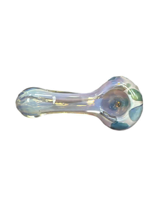 Blue/Green Handpipe with Dark Blue Flower Decal On Bowl