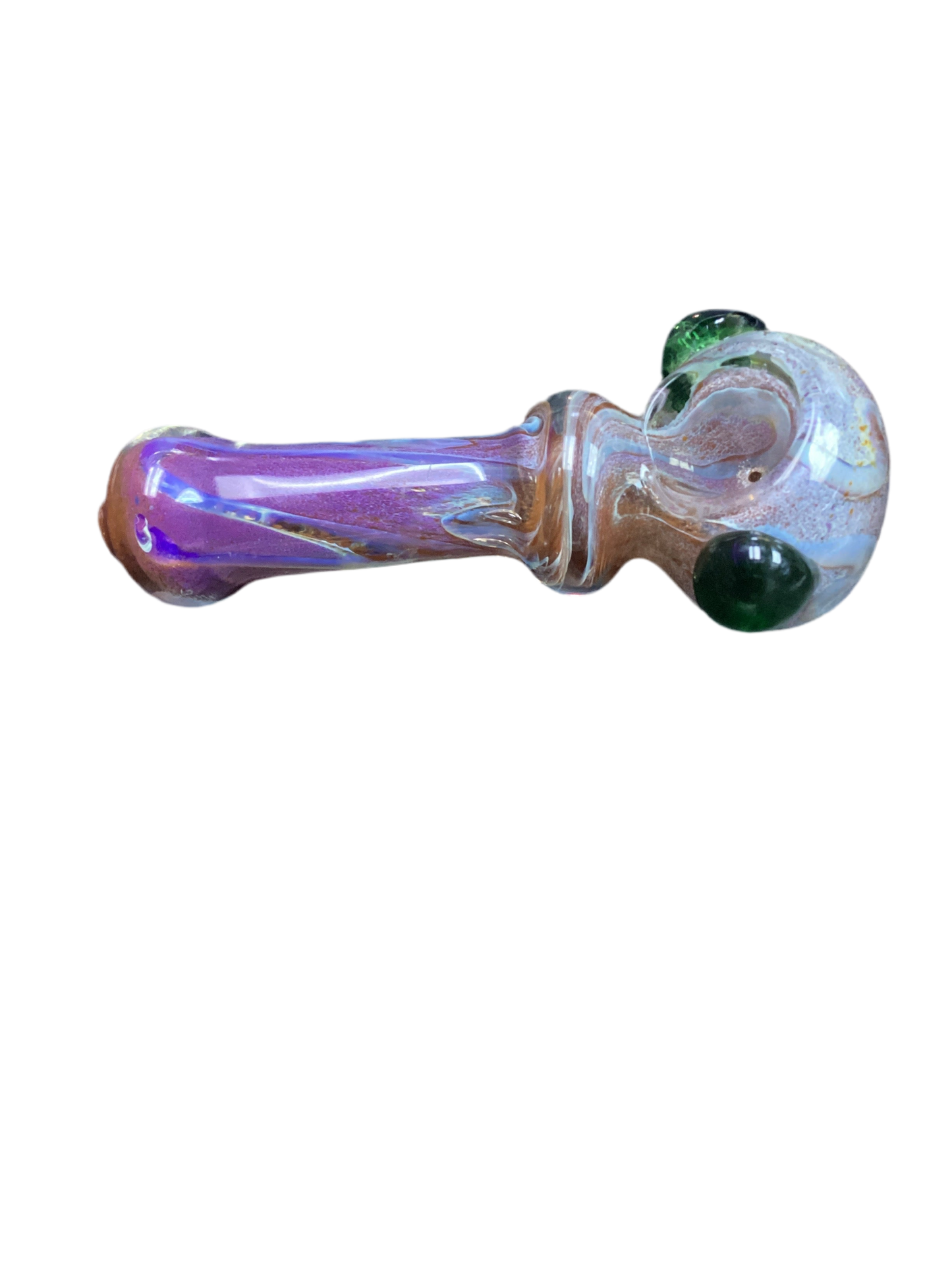 Purple & Gray Handpipe with 2 Green Bulbs