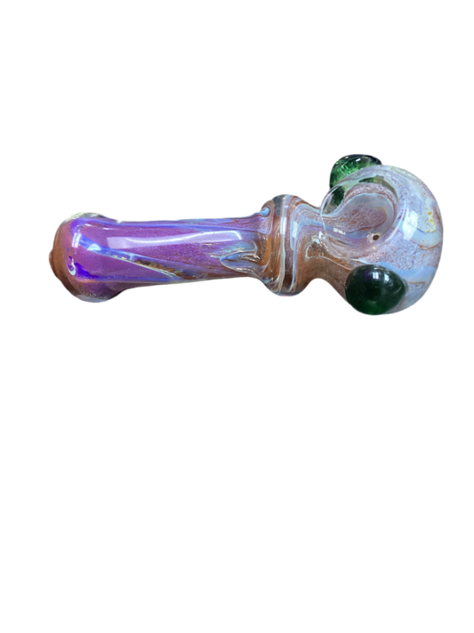 Purple & Gray Handpipe with 2 Green Bulbs