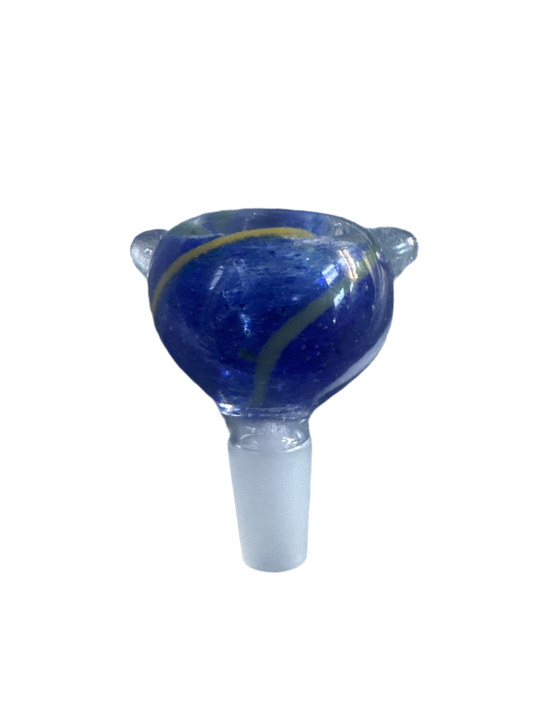 Blue w/ Yellow Stripes Bowl - 14mm