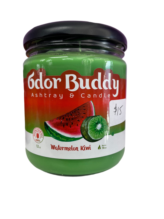 Odor Buddy Ashtray & Candle 12 oz - Watermelon Kiwi