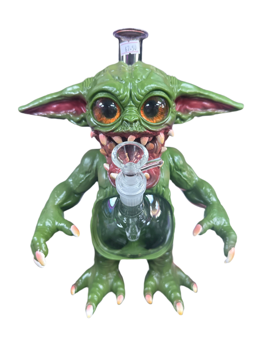 Dark Green Evil Baby Yoda Water Pipe