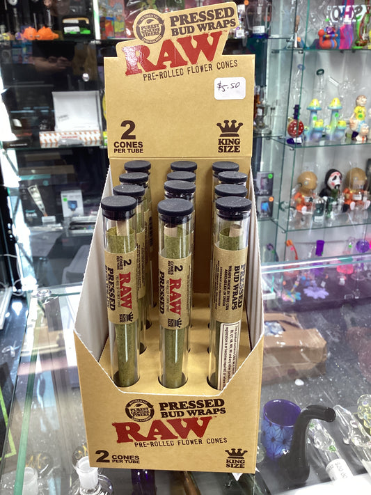 Raw Pressed Bud Wraps - 2 Pre Rolled Flower Cones