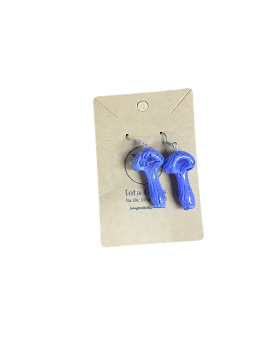 Iota Glass Tiny Real Glass Handpipe Earrings