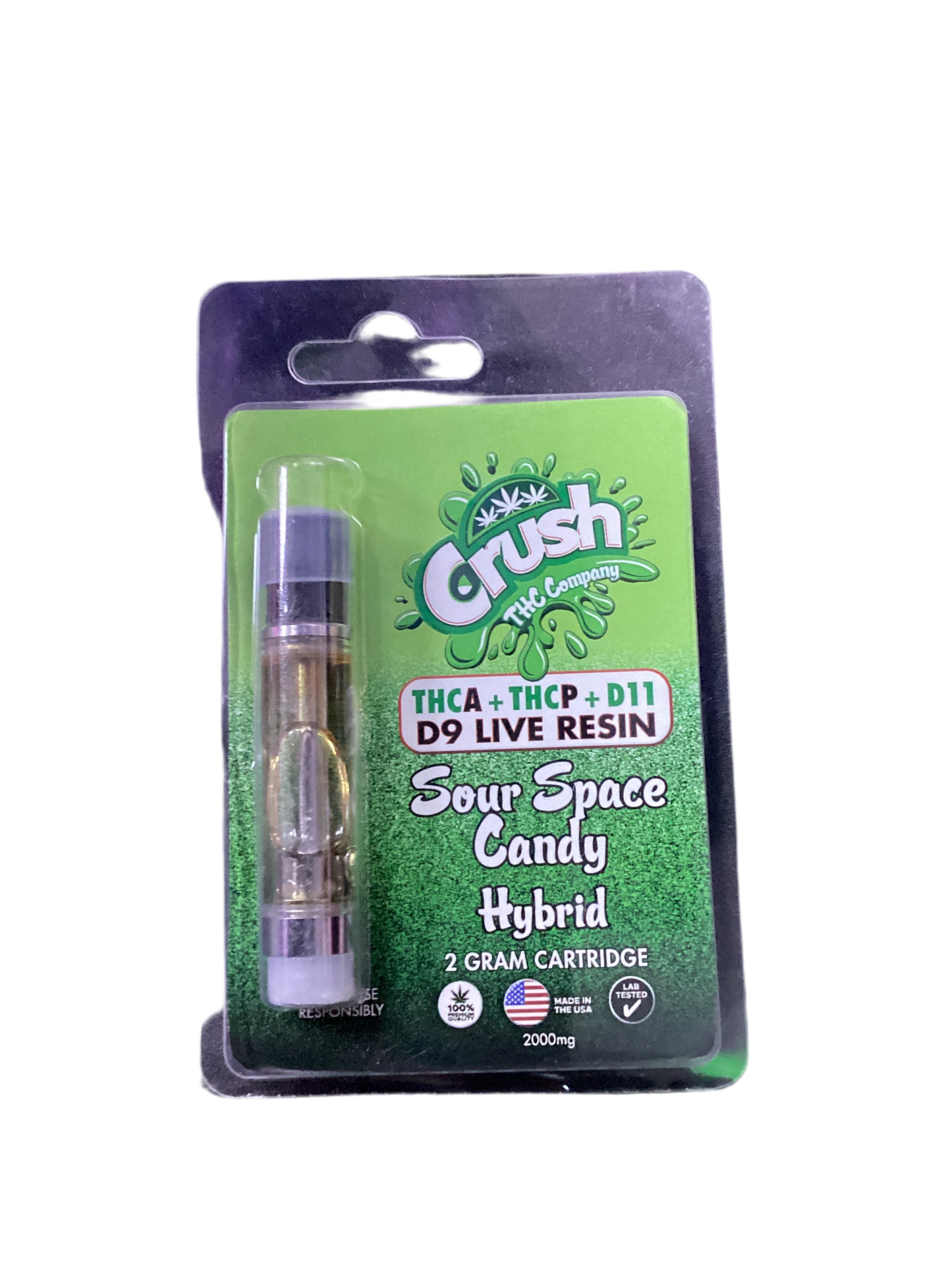 Crush THC-A Cartridge - Sour Space Candy Hybrid 2 Gram Cartridge