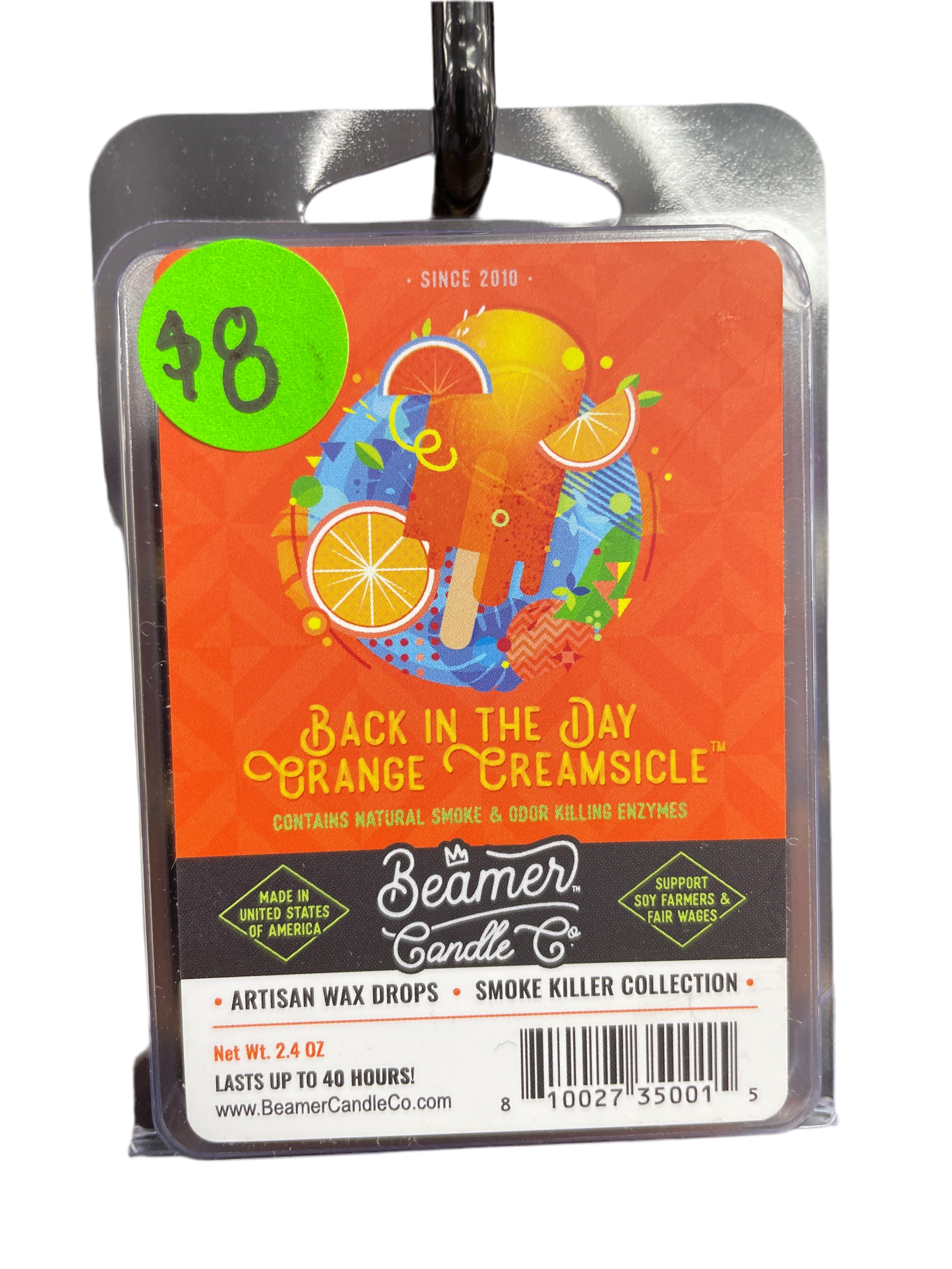 Beamer Candle Co -2.4oz - Artisan Wax-Back In The Day Orange Creamsicle INS-26
