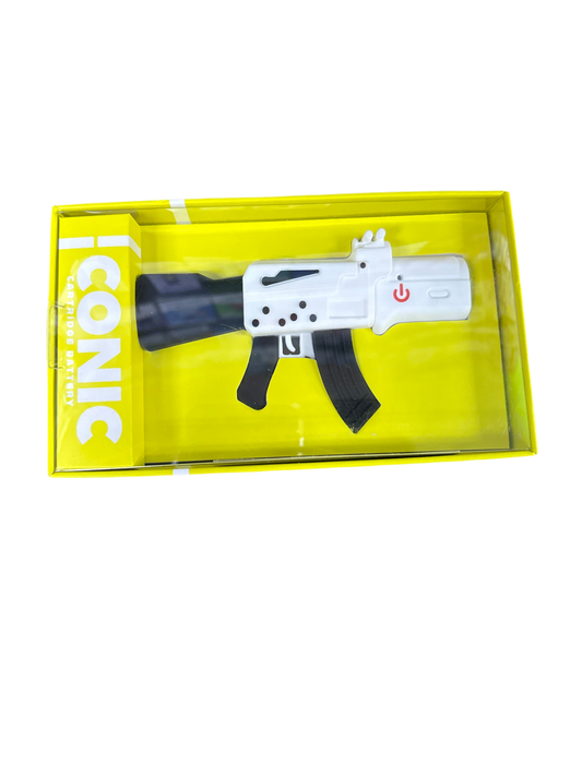 Iconic white gun cartridge battery