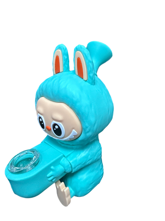 Blue silicone Labubu pipe