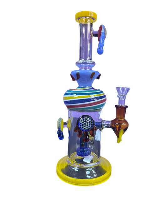 Multi Color Swirl w/ Honeycomb Melting Design Water Pipe