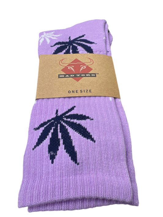 Purple Marijuana Leaf Socks - Crew