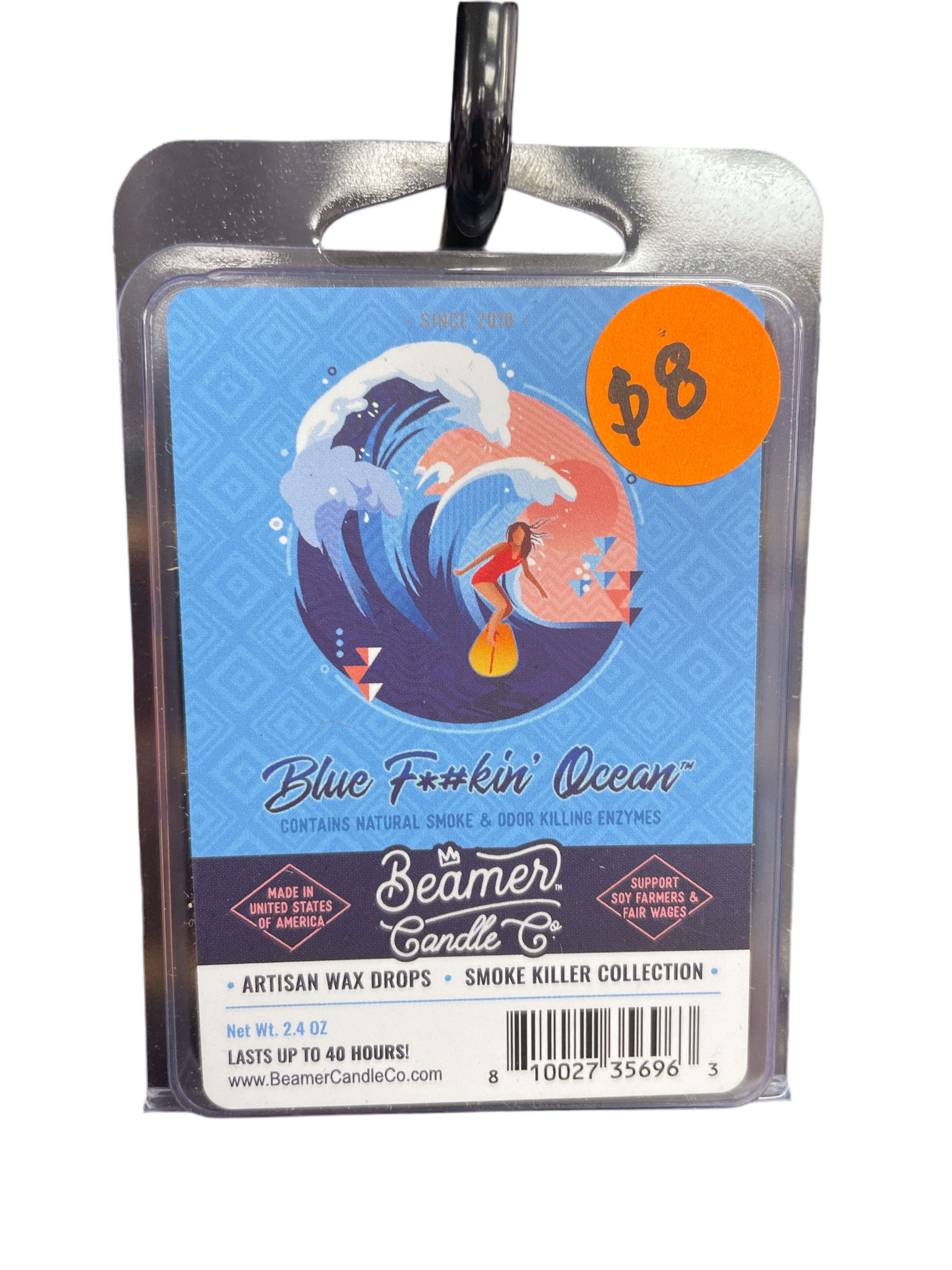 Beamer Candle Co -2.4oz-Artisan Wax-Blue F*#kin Ocean  INS-26