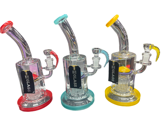 Ge Glass Perc Water Pipe with Color Accents and Spiked Bowl
