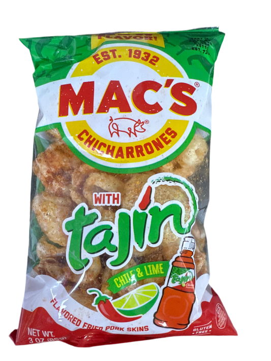 Mac’s Chicharrones (Chile & Lime With Tajin) fried pork skins
