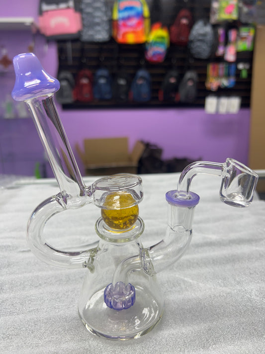 Spinning Sphere Water Pipe - Purple & Yellow