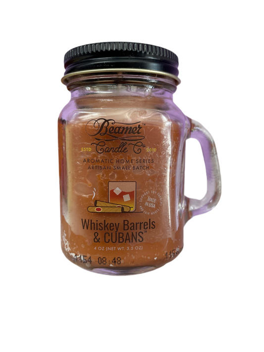 Beamer Candle Co  - 4oz - Aromatic Home Series - Whiskey Barrels & Cubans