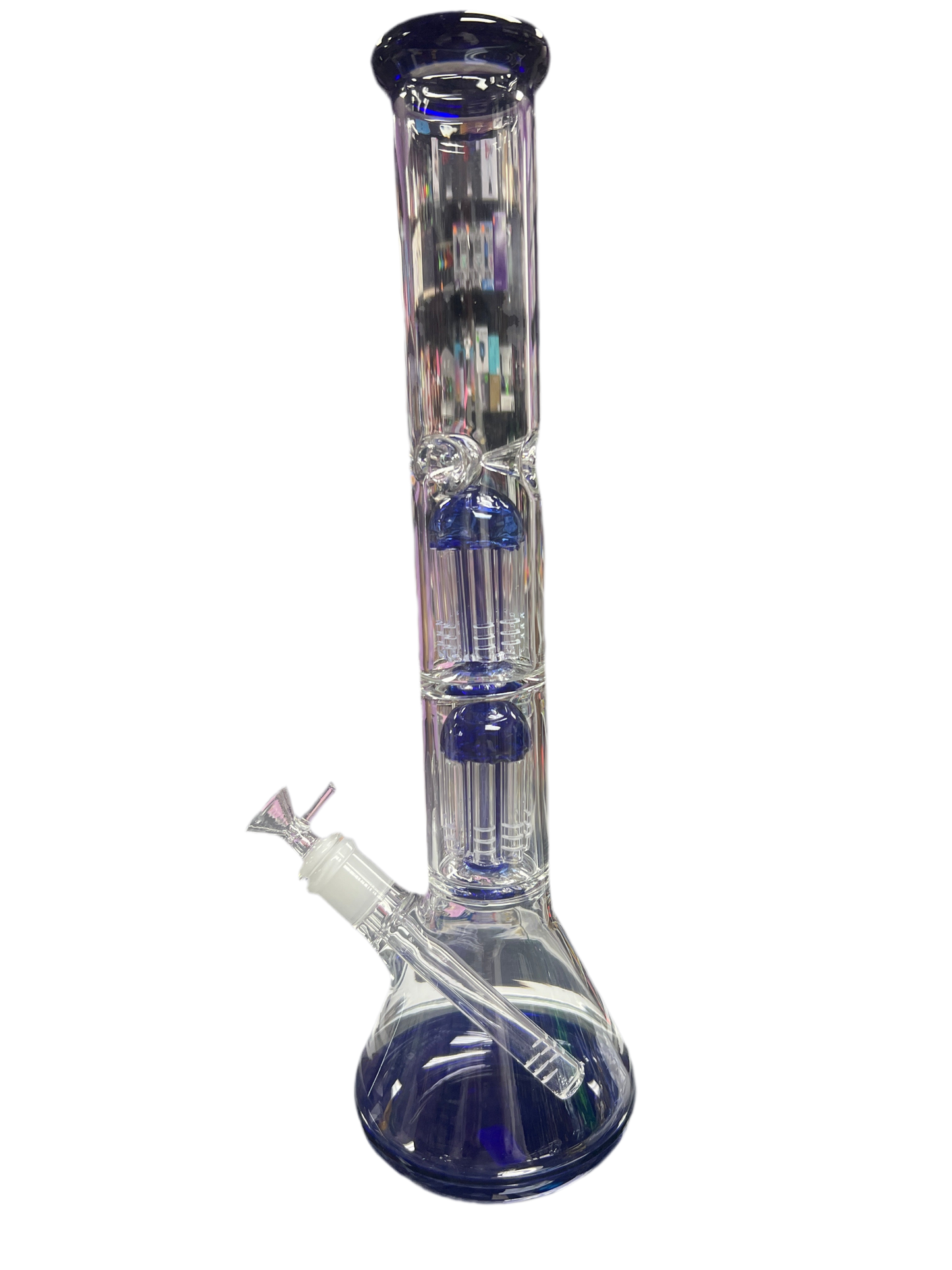 Dark blue accent beaker and perc water pipe