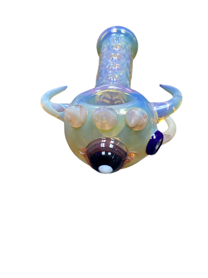 White Handpipe - Eyeball With Horn Design