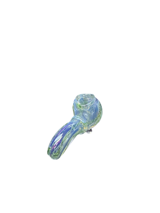 Small Clear Hand pipe (Clear with Blue and Green Accents)