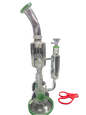Clear recycler glass water pipe with green accent colors