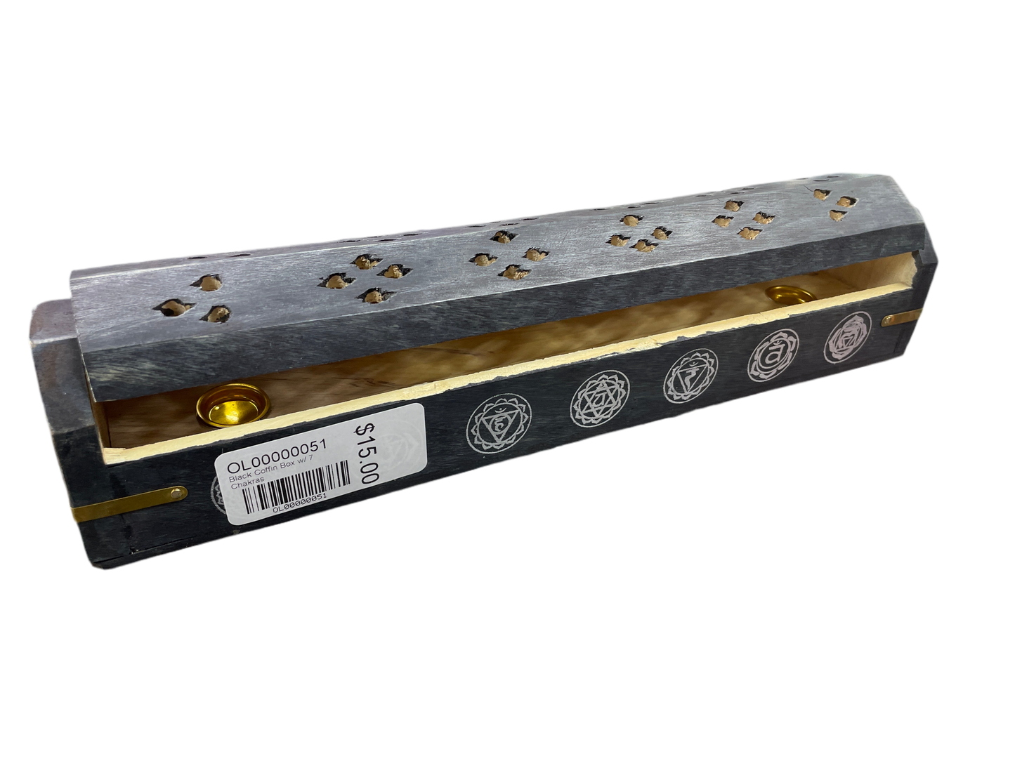 Black Coffin Incense Box w 7 Chakras