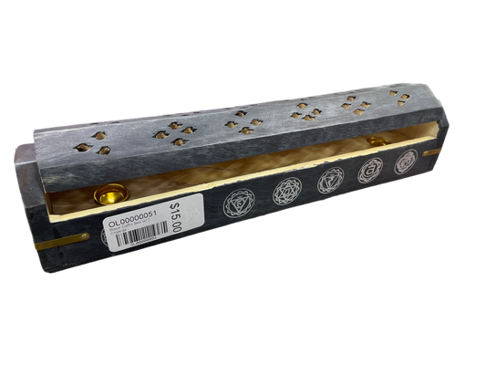 Black Coffin Incense Box w 7 Chakras